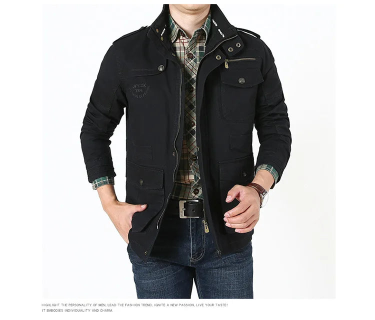 Men's Winter Cargo Jacket Cotton Business Casual Military Multi-pocket Male Air Force Pilot Jacket Outwear Coats Chaqueta Hombre