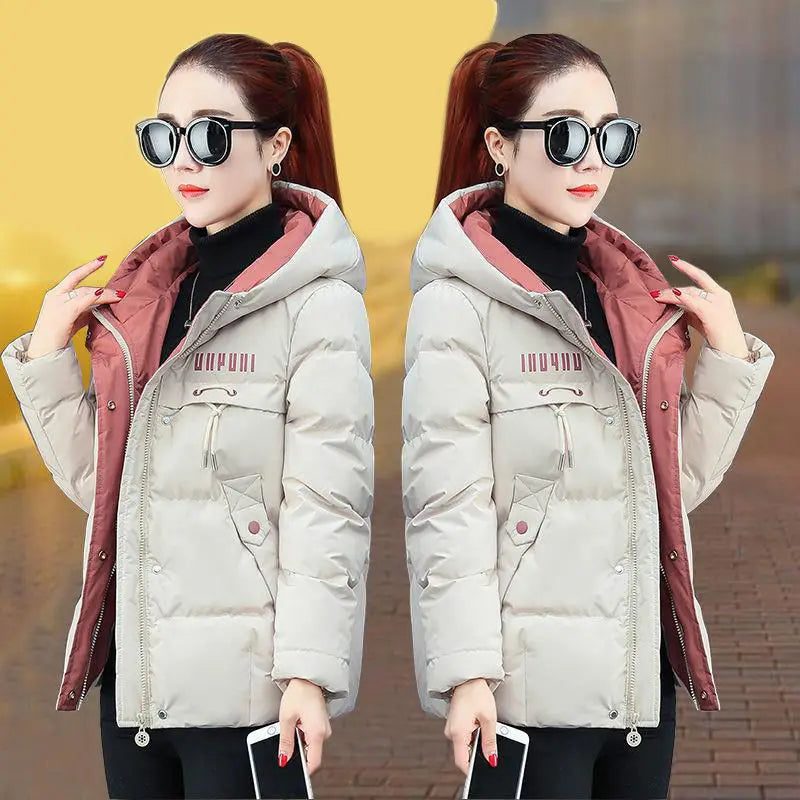 winter jacket women 2025 new Casual Parka Hooded Thick Down Cotton Padded Parka Female Jacket Short Coat Slim Warm Outwear