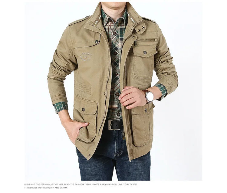 Men's Winter Cargo Jacket Cotton Business Casual Military Multi-pocket Male Air Force Pilot Jacket Outwear Coats Chaqueta Hombre