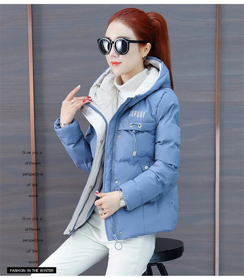 winter jacket women 2025 new Casual Parka Hooded Thick Down Cotton Padded Parka Female Jacket Short Coat Slim Warm Outwear