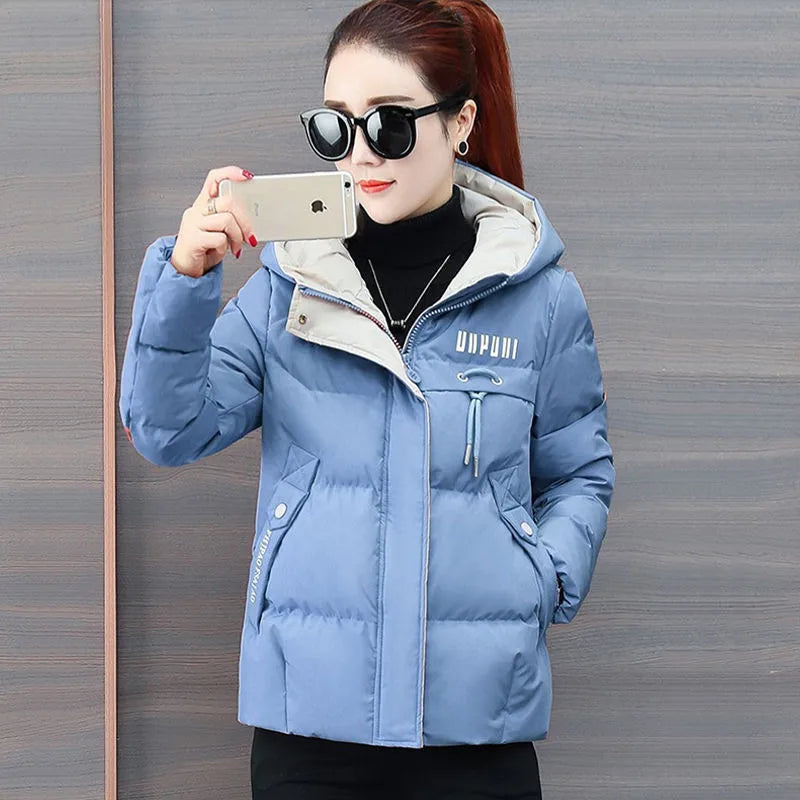 winter jacket women 2025 new Casual Parka Hooded Thick Down Cotton Padded Parka Female Jacket Short Coat Slim Warm Outwear