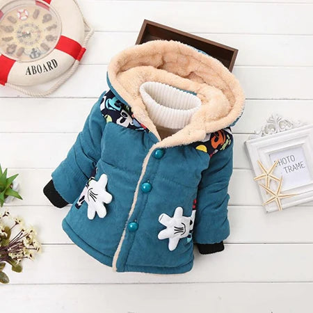 Winter Thick Jacket For Girls Boys Coats Christmas Casual Jacket Baby Kids Warm Coat 1 2 3 4 Yrs Children Hooded Outwear