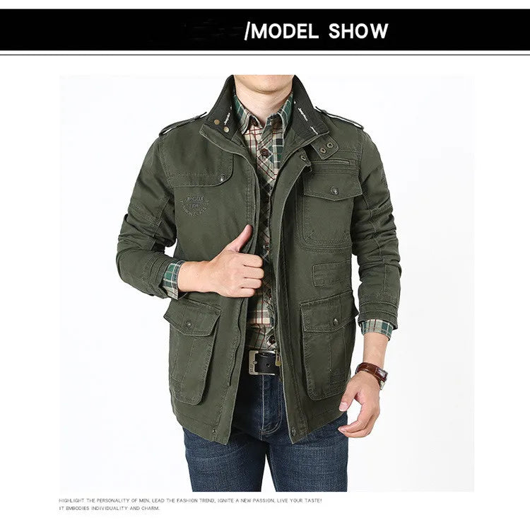 Men's Winter Cargo Jacket Cotton Business Casual Military Multi-pocket Male Air Force Pilot Jacket Outwear Coats Chaqueta Hombre