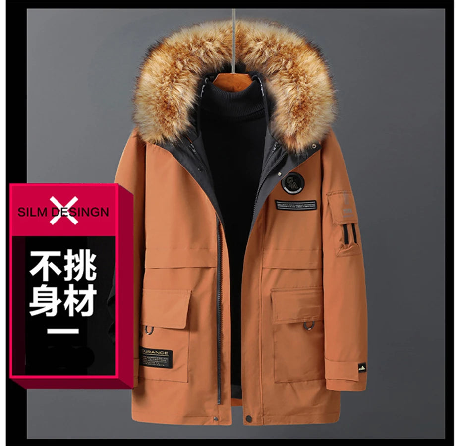 Plus Size 10XL Parkas Winter Fur Collar Jackets Men Jacket Thickened Warm Hooded Coats Male Outerwear Removable Liner Jacket