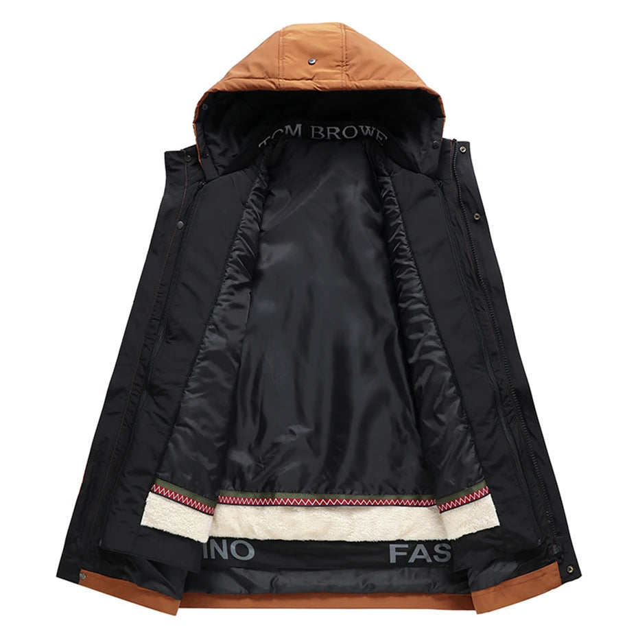 Plus Size 10XL Parkas Winter Fur Collar Jackets Men Jacket Thickened Warm Hooded Coats Male Outerwear Removable Liner Jacket