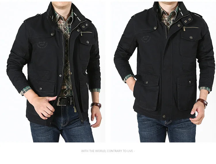 Men's Winter Cargo Jacket Cotton Business Casual Military Multi-pocket Male Air Force Pilot Jacket Outwear Coats Chaqueta Hombre