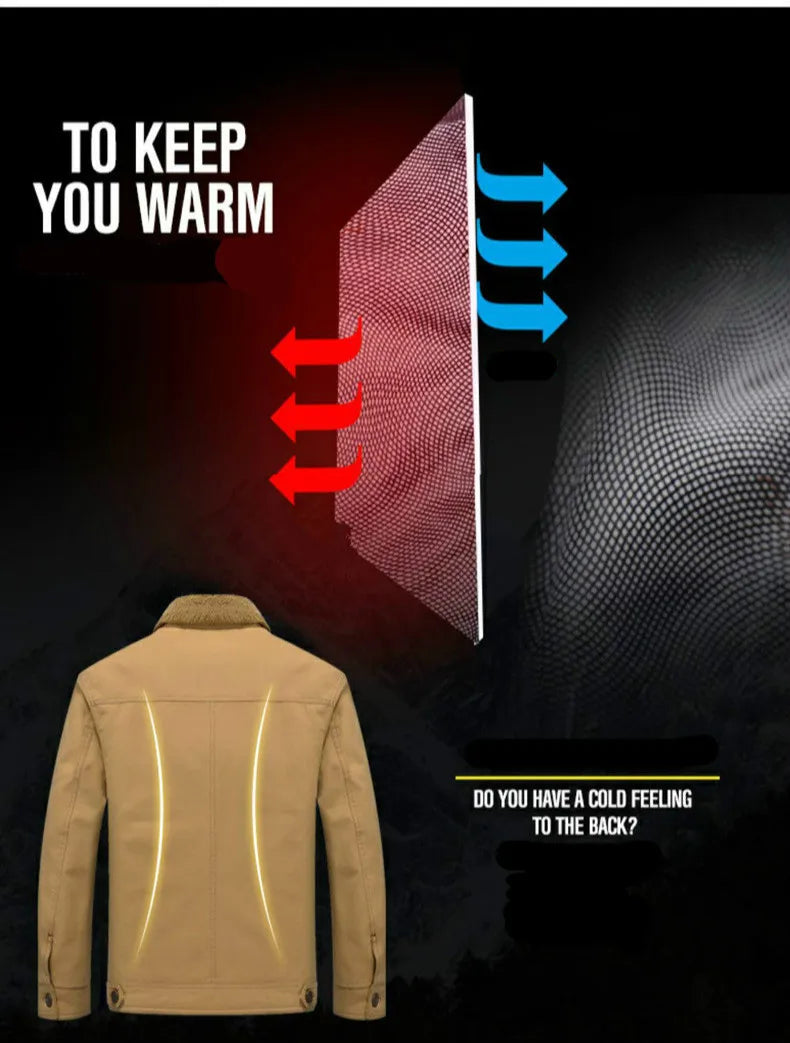 Winter Men's Cotton Jackets Turn Down Collar Long Sleeve Coats Comfy Warm Fleece Casual Denim Jacket Streetwear Oversized 5XL