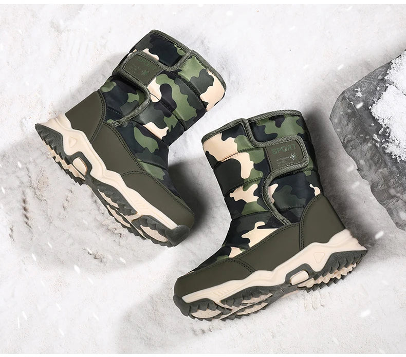 Baasploa Children Snow Boots Winter Plush Warm Ankle Boots For Boys Girls New Fashion Waterproof Cotton Shoes Non-Slip Outdoor