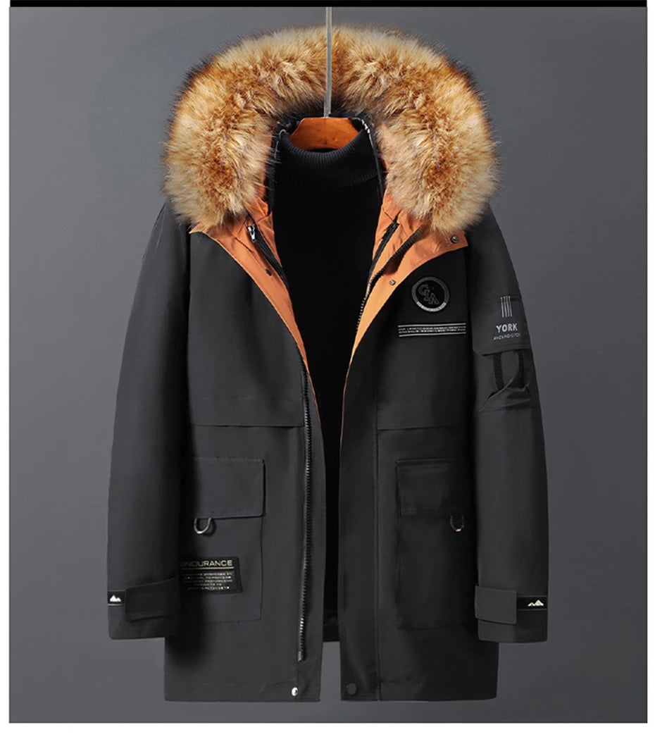 Plus Size 10XL Parkas Winter Fur Collar Jackets Men Jacket Thickened Warm Hooded Coats Male Outerwear Removable Liner Jacket