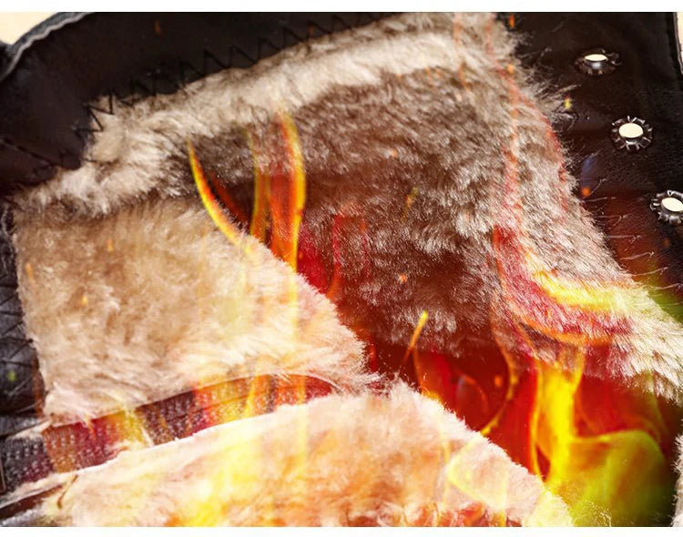 Waterproof Winter Snow Boots Women 2025 Plus Velvet Thick Cotton Women Shoes Black Leather Warm Platform Women's Ankle Boots