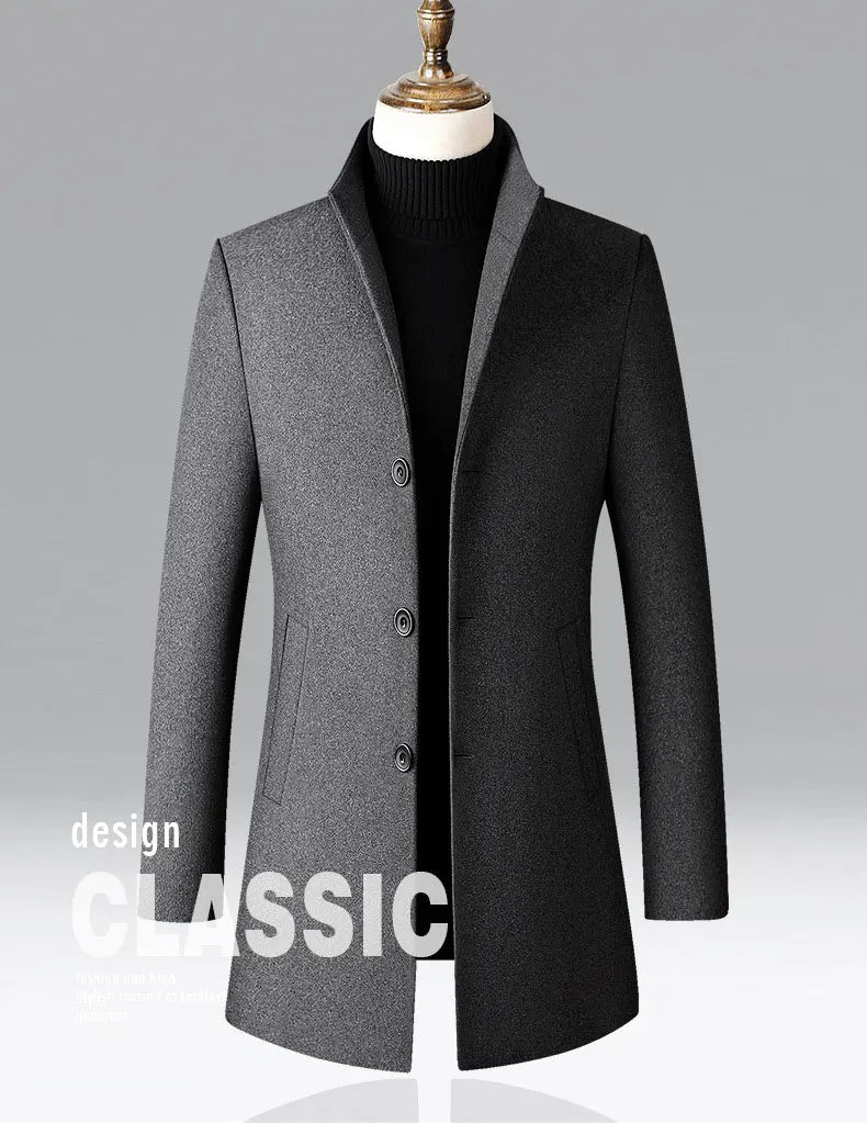 Winter Jacket Men Wool Pea Coat Oversized Overcoat Solid Business Casual Coat Men's Clothing Woollen Coats 4XL AF2011