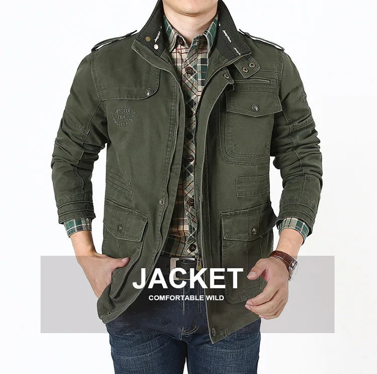 Men's Winter Cargo Jacket Cotton Business Casual Military Multi-pocket Male Air Force Pilot Jacket Outwear Coats Chaqueta Hombre