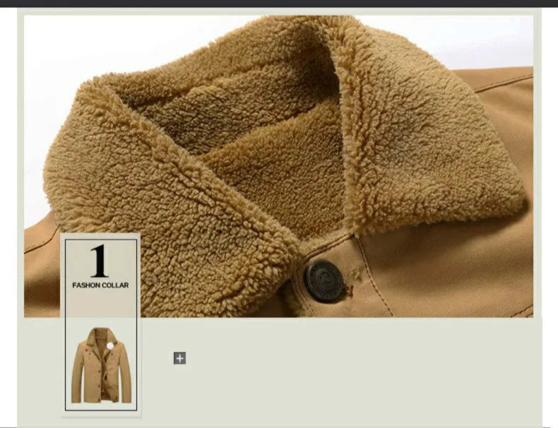 Winter Men's Cotton Jackets Turn Down Collar Long Sleeve Coats Comfy Warm Fleece Casual Denim Jacket Streetwear Oversized 5XL