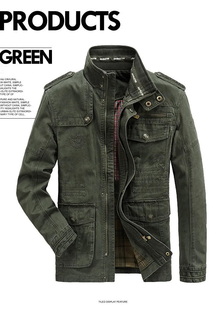 Men's Winter Cargo Jacket Cotton Business Casual Military Multi-pocket Male Air Force Pilot Jacket Outwear Coats Chaqueta Hombre