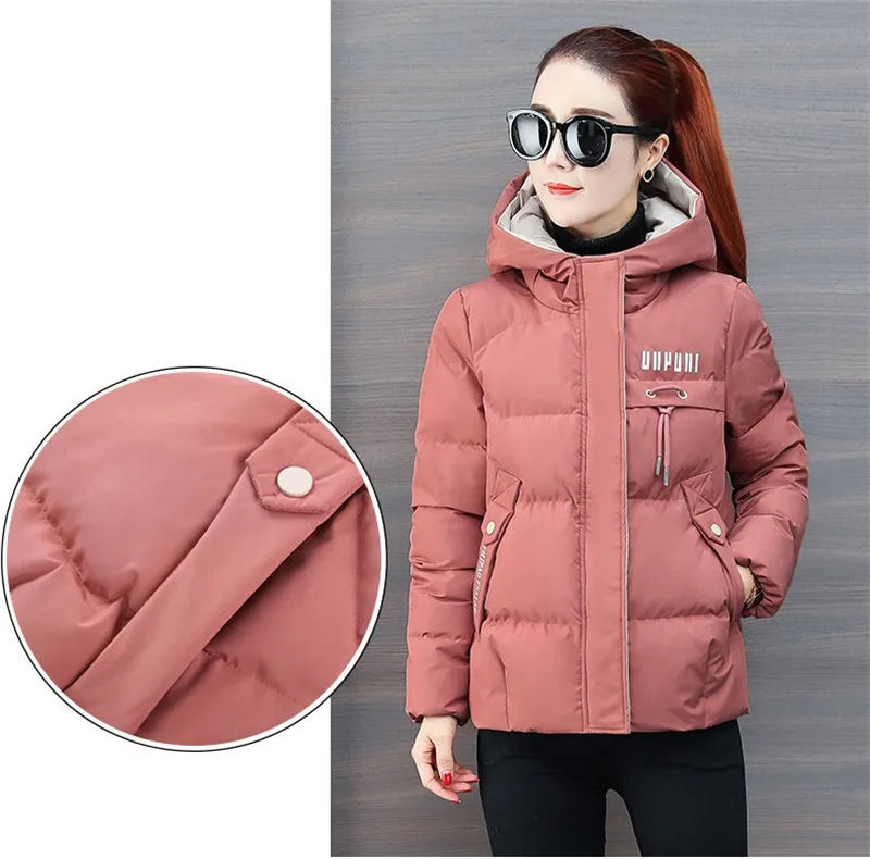 winter jacket women 2025 new Casual Parka Hooded Thick Down Cotton Padded Parka Female Jacket Short Coat Slim Warm Outwear
