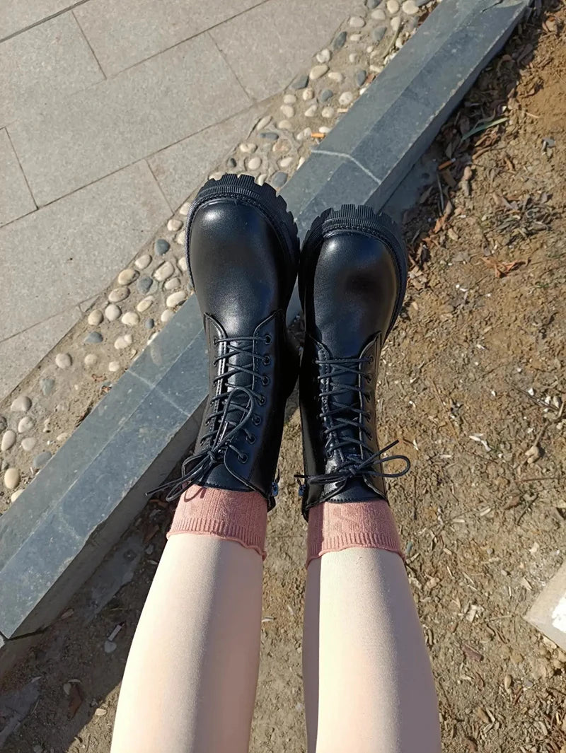 Waterproof Winter Snow Boots Women 2025 Plus Velvet Thick Cotton Women Shoes Black Leather Warm Platform Women's Ankle Boots