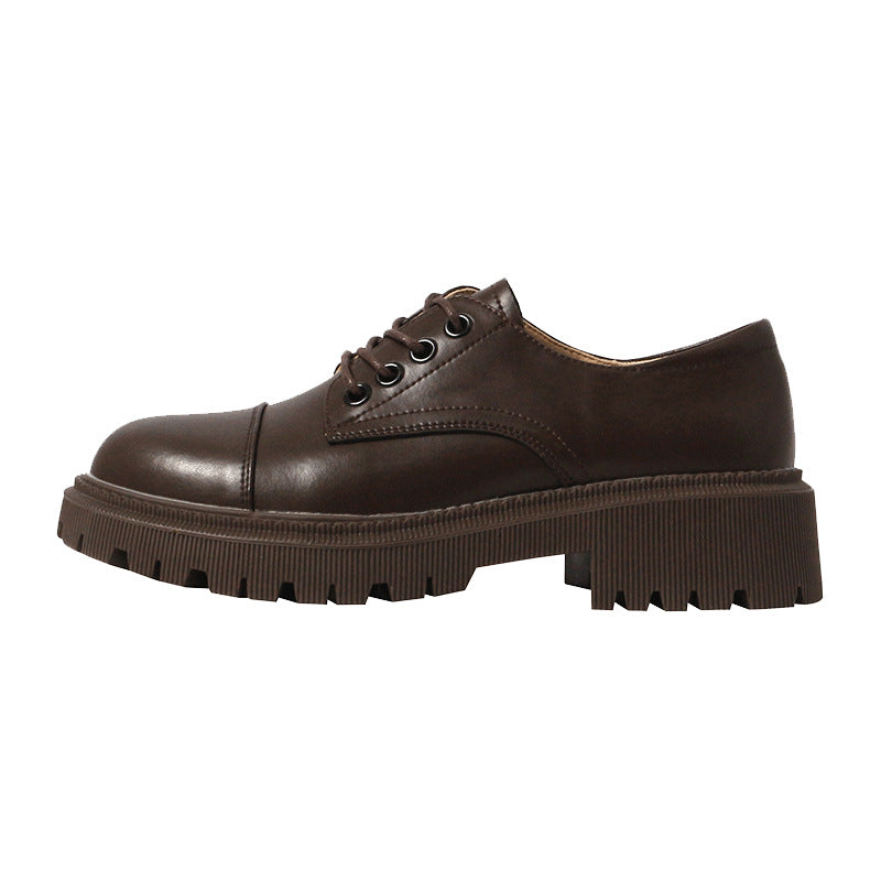 Platform Heel Platform Leather Shoes Women