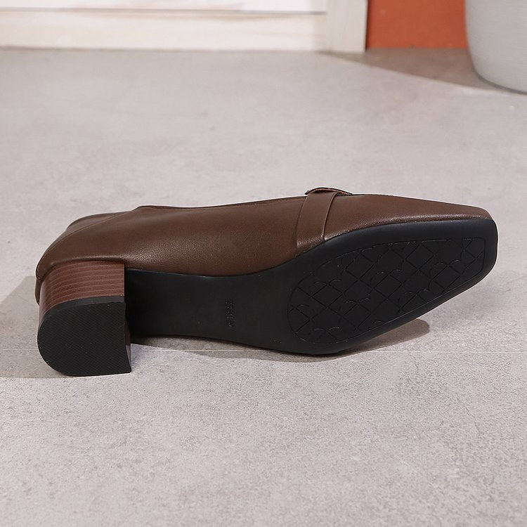 Plus Size Spring Square Head Bow Pumps