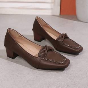Plus Size Spring Square Head Bow Pumps