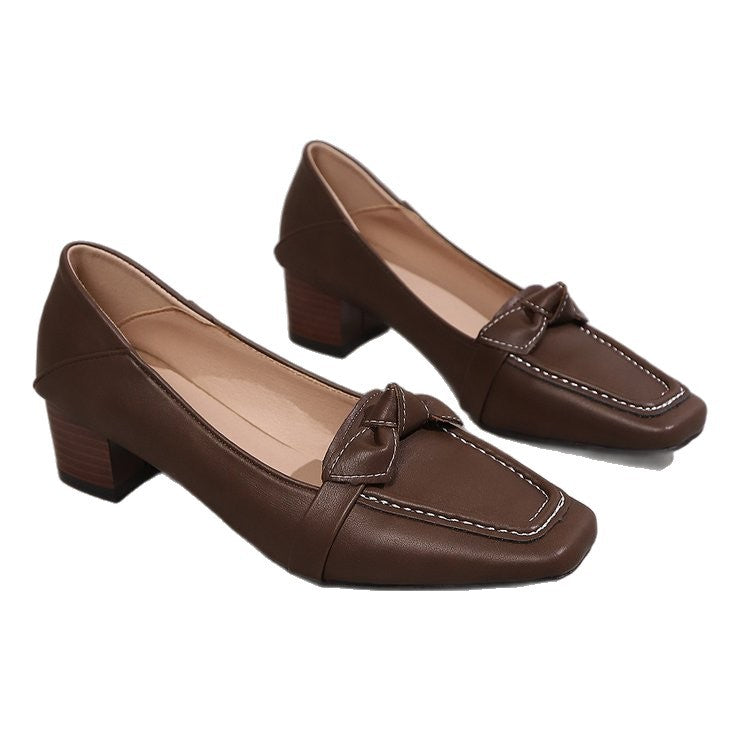 Plus Size Spring Square Head Bow Pumps