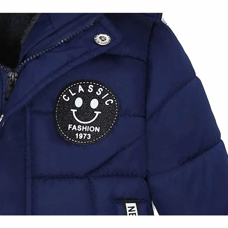 Winter Boys Padded Jacket Children Thickened Warm Cotton Coat Kids Outer Clothing New Hooded Outerwear Teenagers Casual Clothes