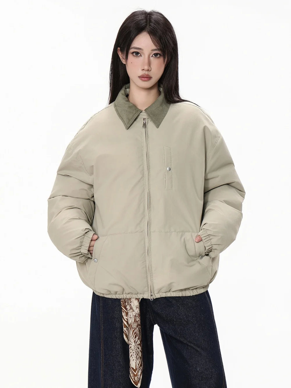 Women's Winter Down Padded Jacket Lapel Black Fashion Coat Winter Women Gray Women's Simple Solid Gray Winter Oversize Jacket