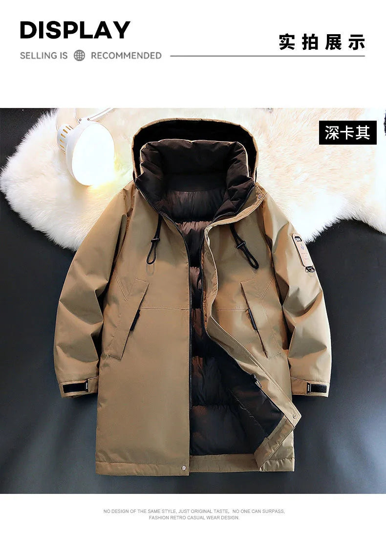 2024 Autumn/Winter New Fashion Solid Color Thick Warm Hooded Coat Men's Casual Loose High-Quality Plus-Size Cotton-Padded Jacket