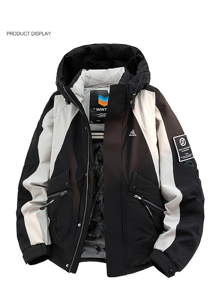 Winter Down Jacket - Outdoor Spliced Parka Outerwear