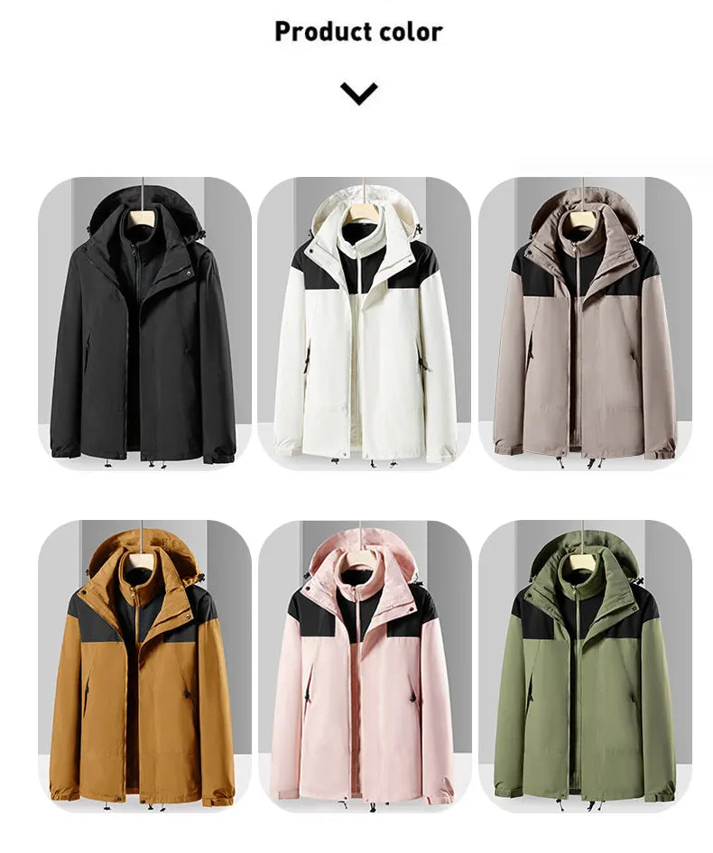 Winter Hiking Jackets Warm Windbreaker Outerwear Waterproof Windproof Jacket Men Skiing Camping Women Coats Hooded Fleece Jacket