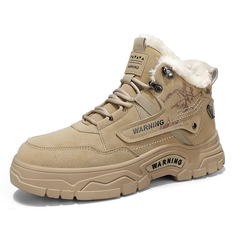 Men's boots winter new warm and velvet cotton boots non-slip comfortable casual boots fashion youth Joker outdoor high-top boots