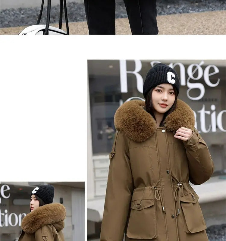 Winter Coat 2024 New Thicken Parker Women's Warm Detachable Inner Down Cotton Jacket Female Loose Warm Hooded Parkas Overcoat