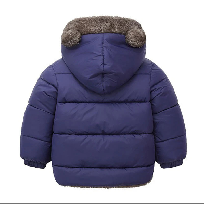Winter Boys Cashmere Padded Jackets Children's Girls Hooded Outerwear Thick Fleece Warm Casual Coat New Christmas Birthday Gift