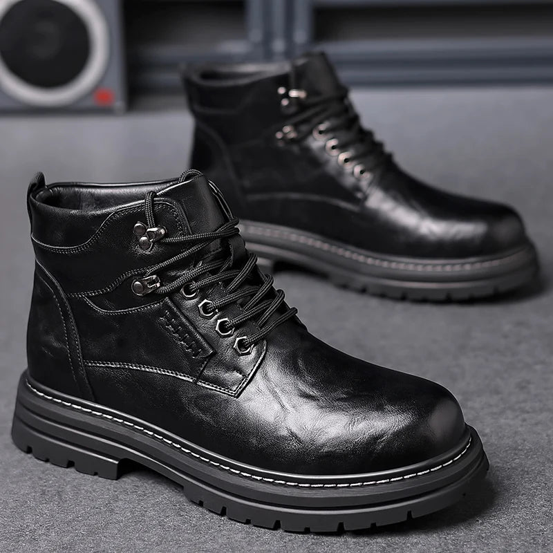 Winter Hot Selling Men's High Top Shoes Thick Soled Wear-resistant Workwear Shoes Trendy Outdoor Men's Motorcycle Boots Handsome