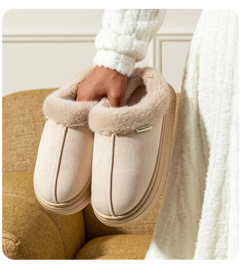 Winter Men Slippers Fur Warm Comfort Breathable Indoor Outdoor Non-slip Couple Fashion Snow Boots Casual Home Shoes