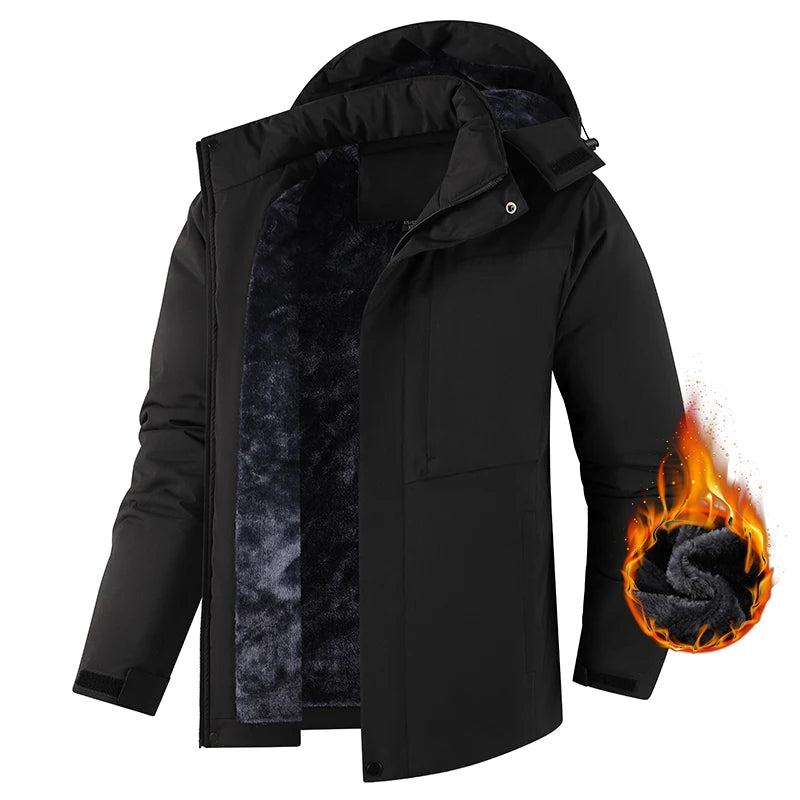 Winter Men Warm Waterproof Jackes Coat Mens Windproof Fleece Thicken Jacket Parkas Man Outdoor Casual Hooded Coat Jackets Male
