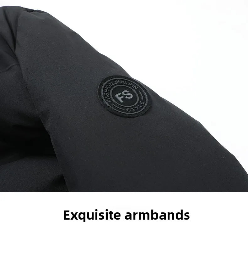 Men's Autumn Winter Quilted Parka Jacket with Thickened Lining – Hooded Standing Collar Windbreaker Coat for Middle-Aged Warmth