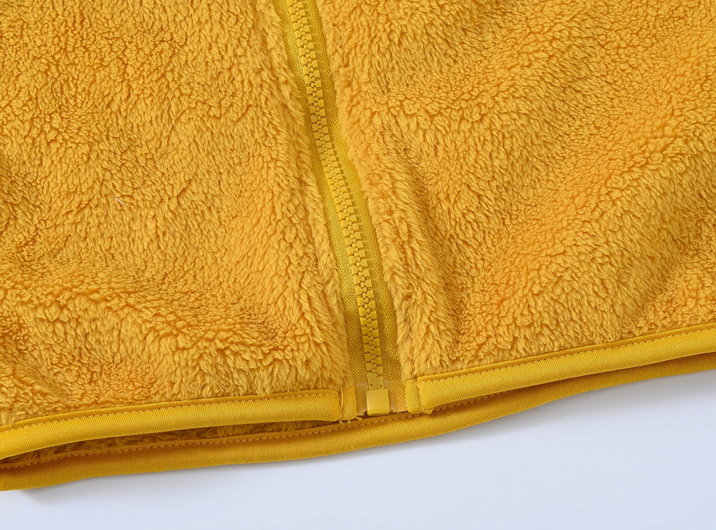 Girls woolen hooded coat solid color zipper coat children's winter clothes