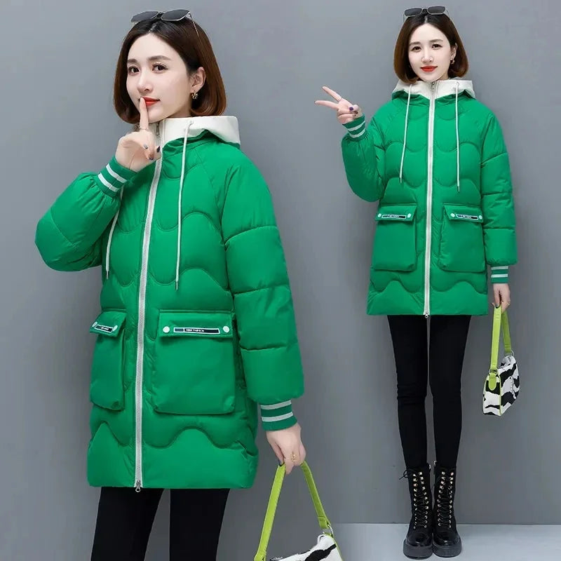 Long Winter Jacket Women Down Cotton Coats 2024 New Cotton Padded Puffer Parka Coat Women Hooded Outwear Thicken Warm Jacket 4XL