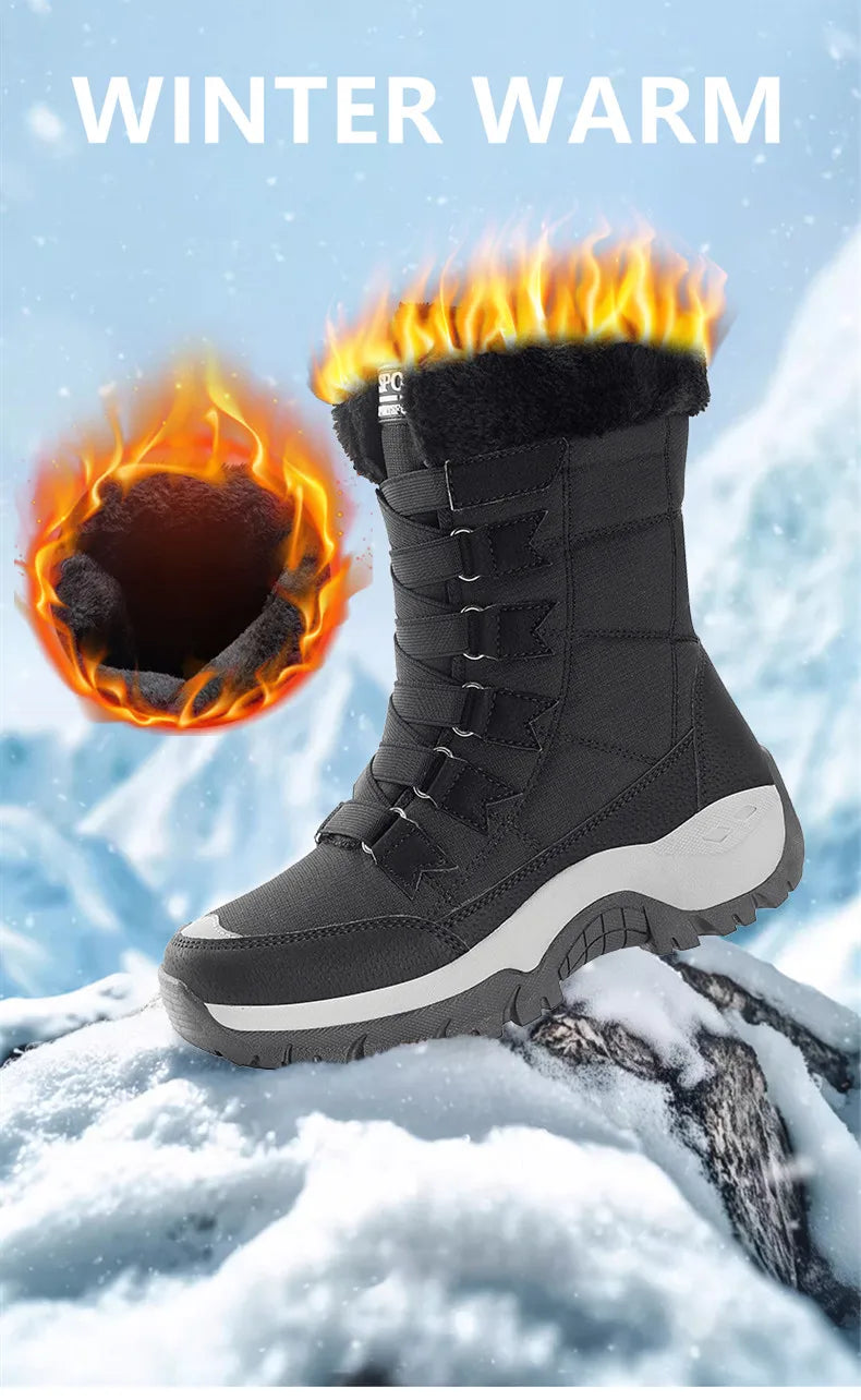 New Winter Women Boots High Quality Warm Women's Snow Boots Comfortable Ankle Boots Outdoor Waterproof Hiking Boots Size 36-42
