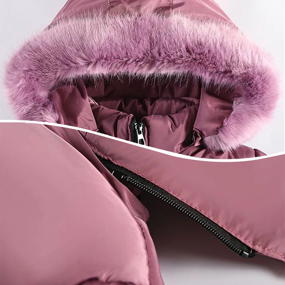 Girls' Winter Jacket with Hood,Children's Winter Coat,Warm Quilted Jacket,Kids Down Cottob Jacket,Outdoor Windproof Puffer Coat