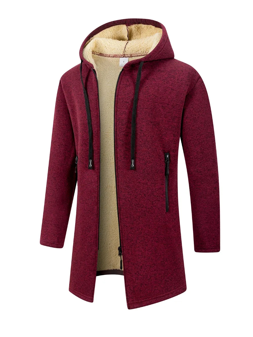 Winter Men's Thickened Hoodies Jacket Outdoor Warm Zipper Long Sleeve Sweatshirts Cardigan Streetwear Solid Color Tops Overcoat