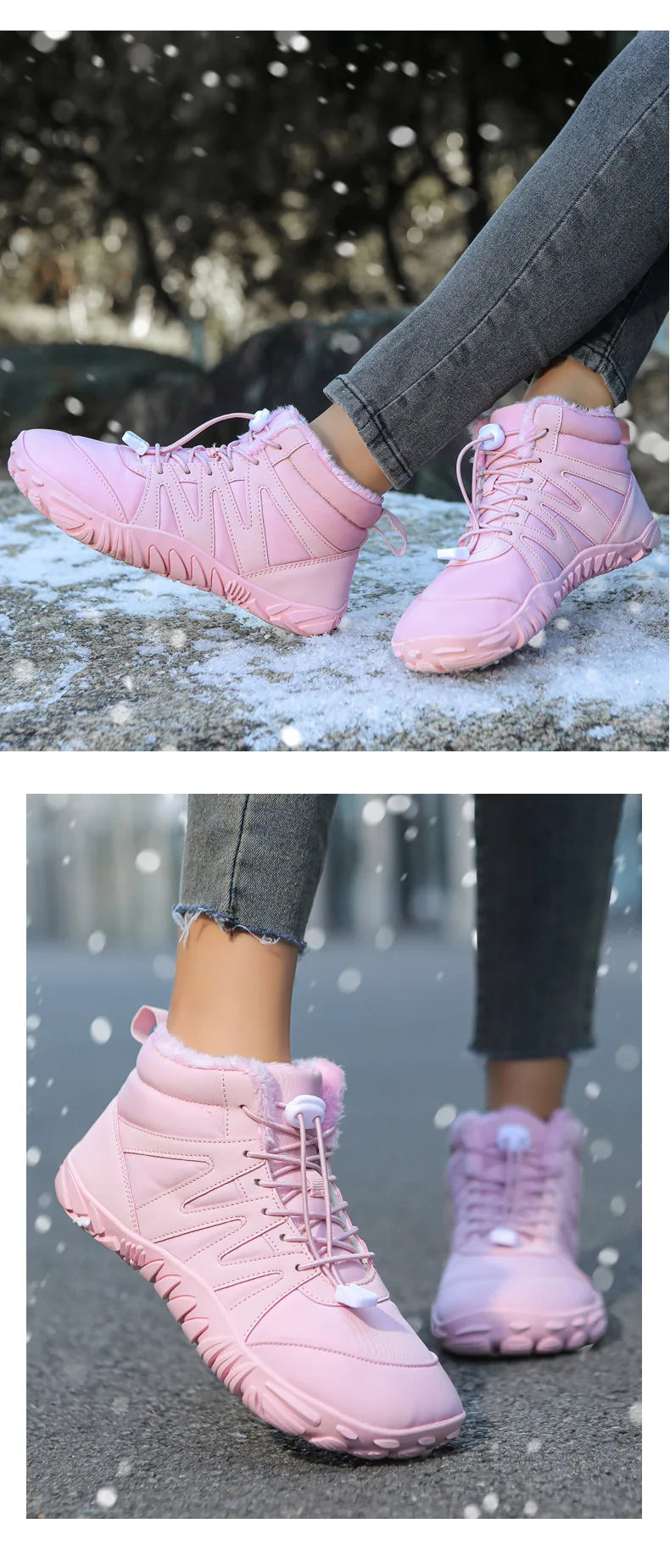 New Outdoor Sports Cotton Shoes With Plush Insulation Boots, Wear-Resistant And Non Slip Snow Boots, Winter Thick Couple Shoes
