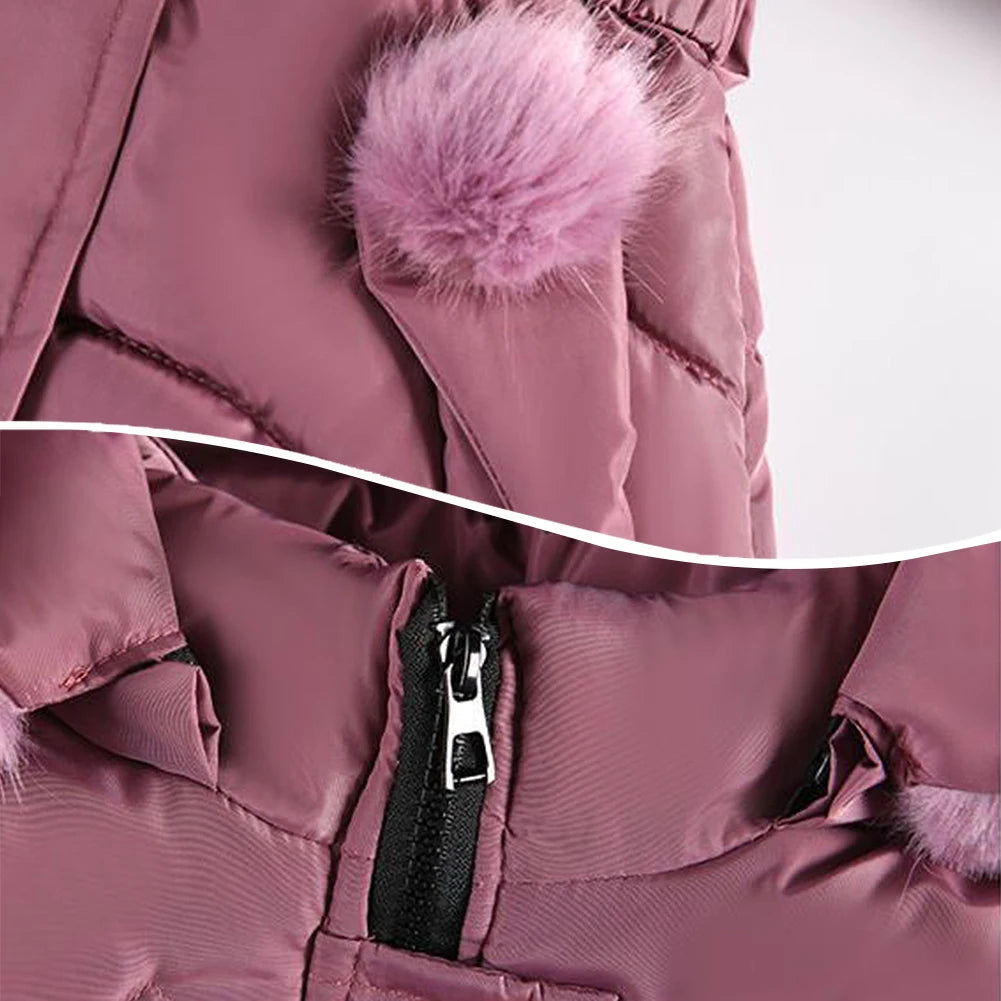 Girls' Winter Jacket with Hood,Children's Winter Coat,Warm Quilted Jacket,Kids Down Cottob Jacket,Outdoor Windproof Puffer Coat