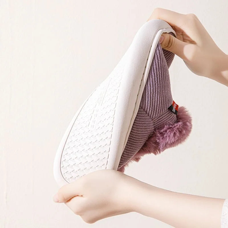 Winter Women Shoes Casual House Shoes for Men 2025 Outdoor Warm Cotton Shoes for Women Indoor Plush Padded Slippers Female