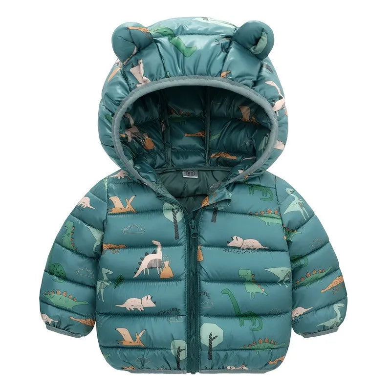 Boys Girls Lightweight Down Jacket Baby Hooded  Zipper Coats Autumn Winter Warm Outerwear 0-5 Years Kids Christmas Birthday Gift