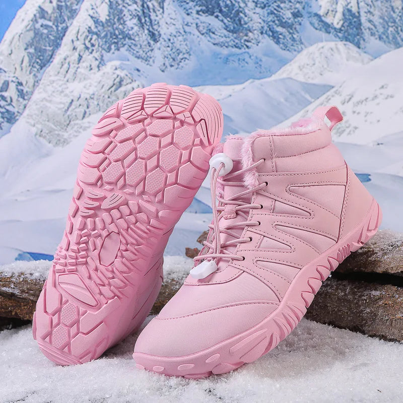New Outdoor Sports Cotton Shoes With Plush Insulation Boots, Wear-Resistant And Non Slip Snow Boots, Winter Thick Couple Shoes
