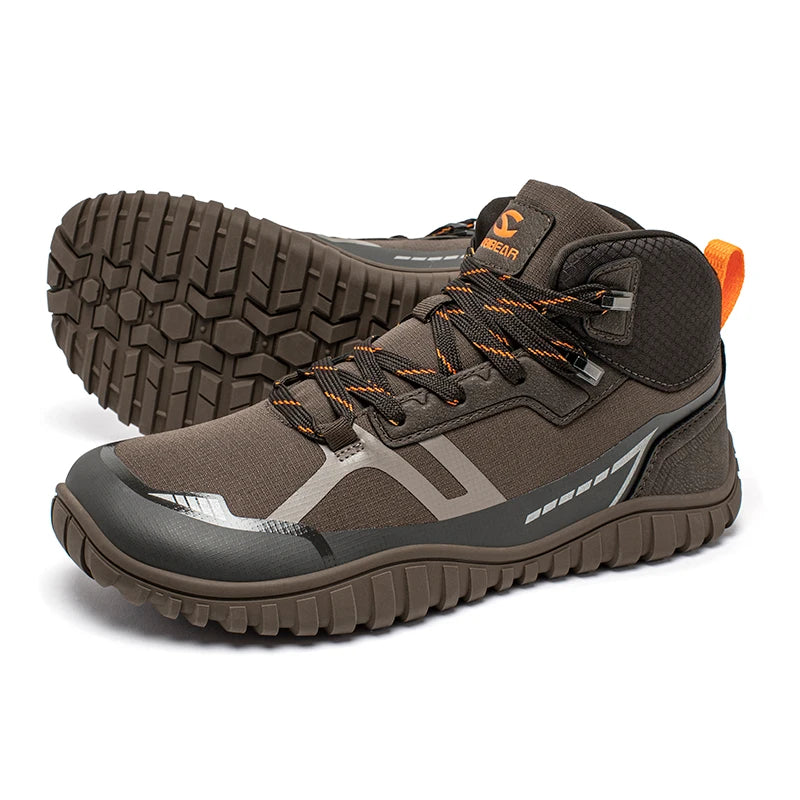 HOBIBEAR Mid Top Barefoot Shoes Mens Womens Wide Toe Hiking Boots Outdoor Non-Slip Trail-Running Shoes