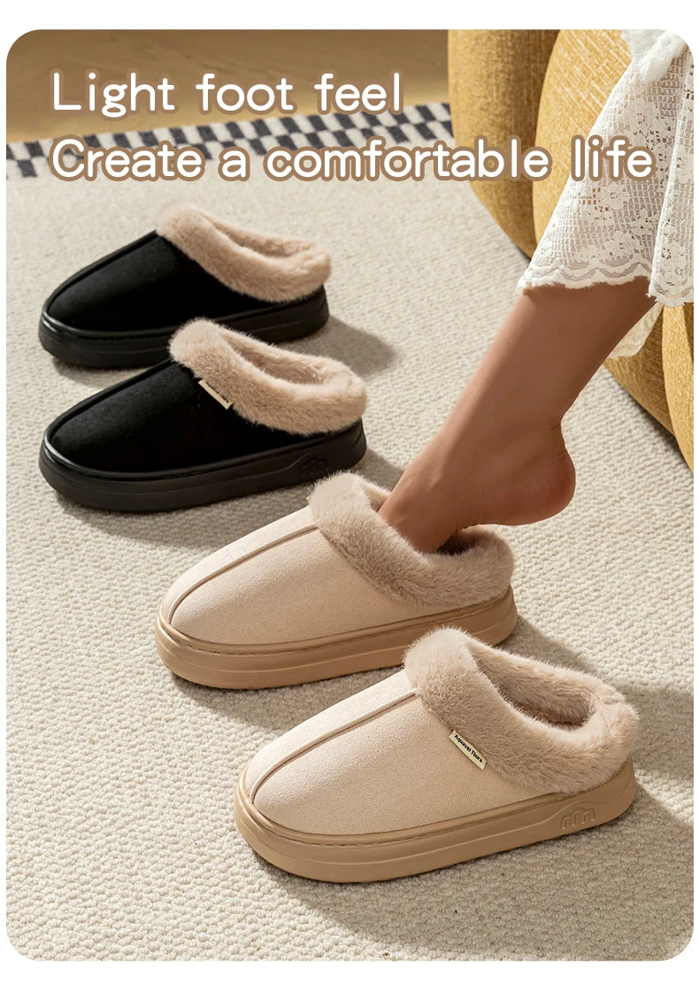 Men's Slippers Warm Outdoor Winter Non-slip Thick Soled Breathable Comfort Fashionable and Casual Shoes Snow Boots for Couples