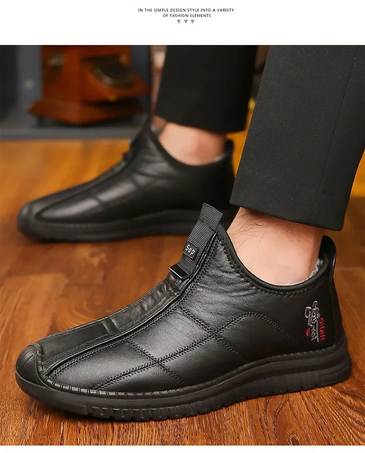 Winter men's boots are warm waterproof non slip thick walking boots, and oversized work shoes for men aged 38-48 platform boots