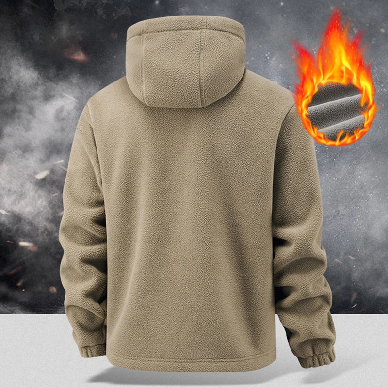 Autumn Winter New Hooded Fleece Jacket Men Outdoor Sports Windproof Tactical Zip Coat Men Warm Thick High Quality Jacket Male